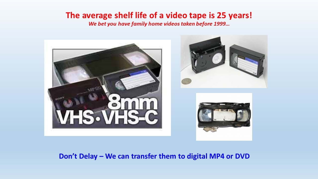 Video transfer service — preserve your memories with 25-year shelf life digital conversion